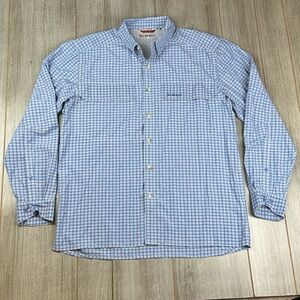 Simms Shirt Men’s L Plaid Performance Fishing Vented Blue